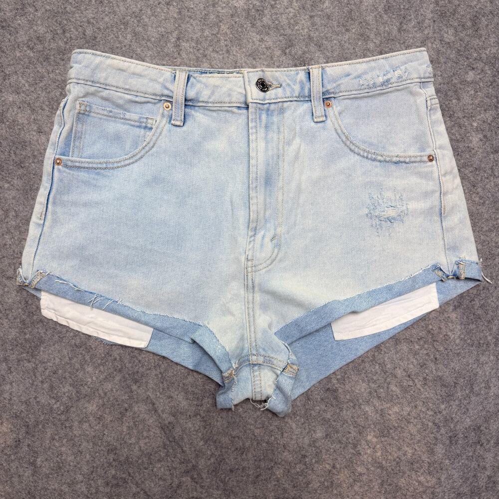 Wild Fable Denim Highest Rise Cheeky Shortie Shorts Size 10 Cotton Distressed